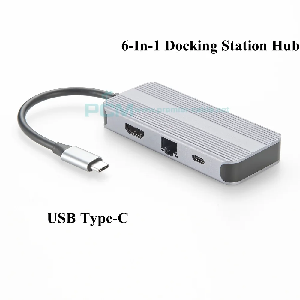 USB Typ-C 6-Port Mini Dockingstation, USB-C auf 4K@30Hz HDMI Adapter Hub mit 60 W Stromversorgung, RJ45 Ethernet, 3 USB 3.0 Port