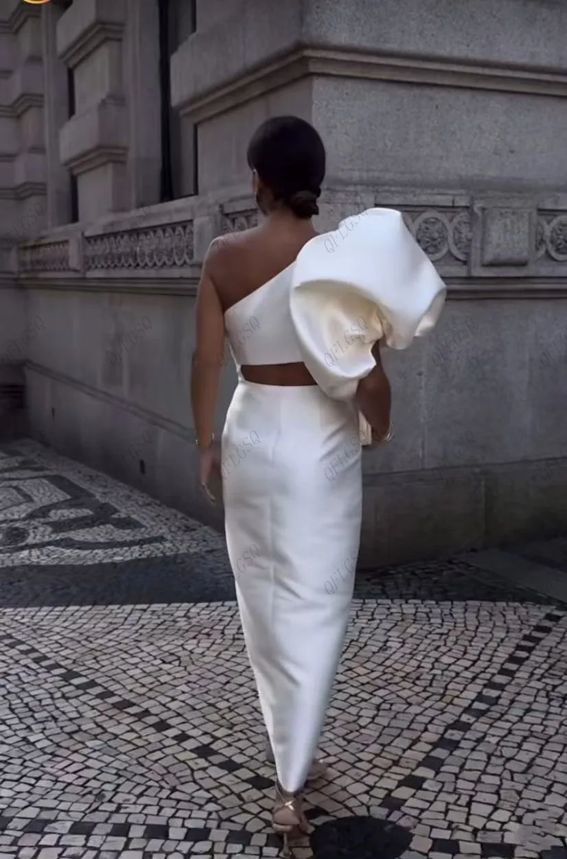 Robe de soirée longue en Satin pour femmes, Couture, fendue sur le devant, asymétrique épaule dénudée, robe formelle élégante, nouvelle collection