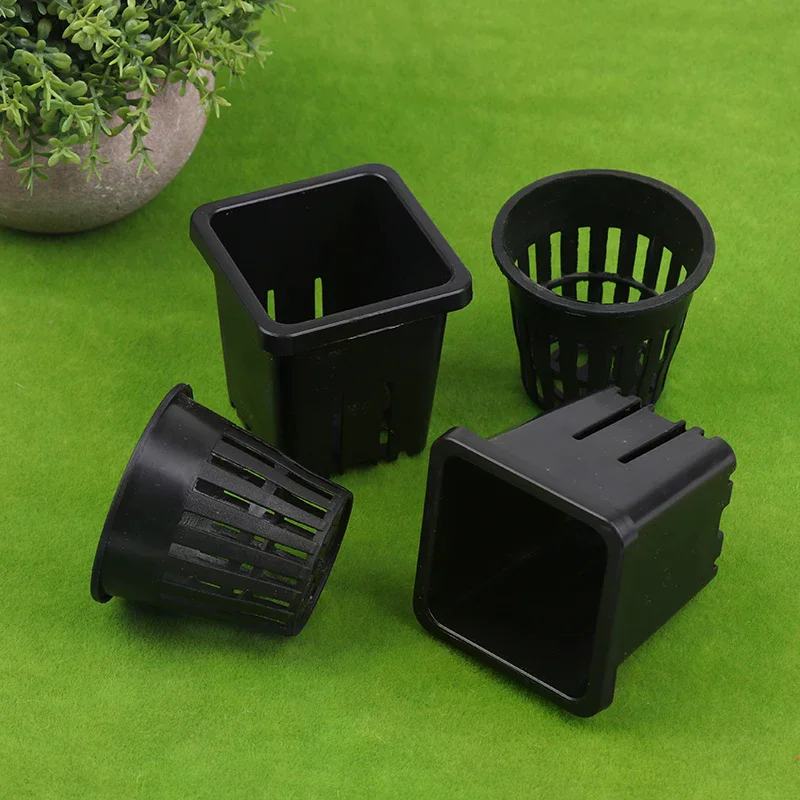 10Pcs Reusable Hydroponic Mesh Cover Hydroponic Planting Basket Plant Seedlings Planting Plastic Mesh Pot Garden Supplies