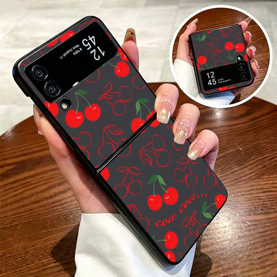 Cherry Line Art Case for Samsung Galaxy Z Flip 8 Z Fold 8 7 6 5 4 3 Flip3 Z Flip 7 6 5 4 3 Flip7 FE Flip6 Flip4 Flip5 Back Phone