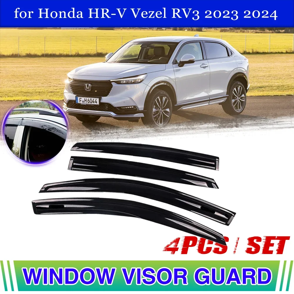 Car Window Door Visor for Honda HR-V HRV Vezel RV3 2023 2024 Vent Awning Rain Eyebrow Guard Cover Deflector Sticker Accessorie