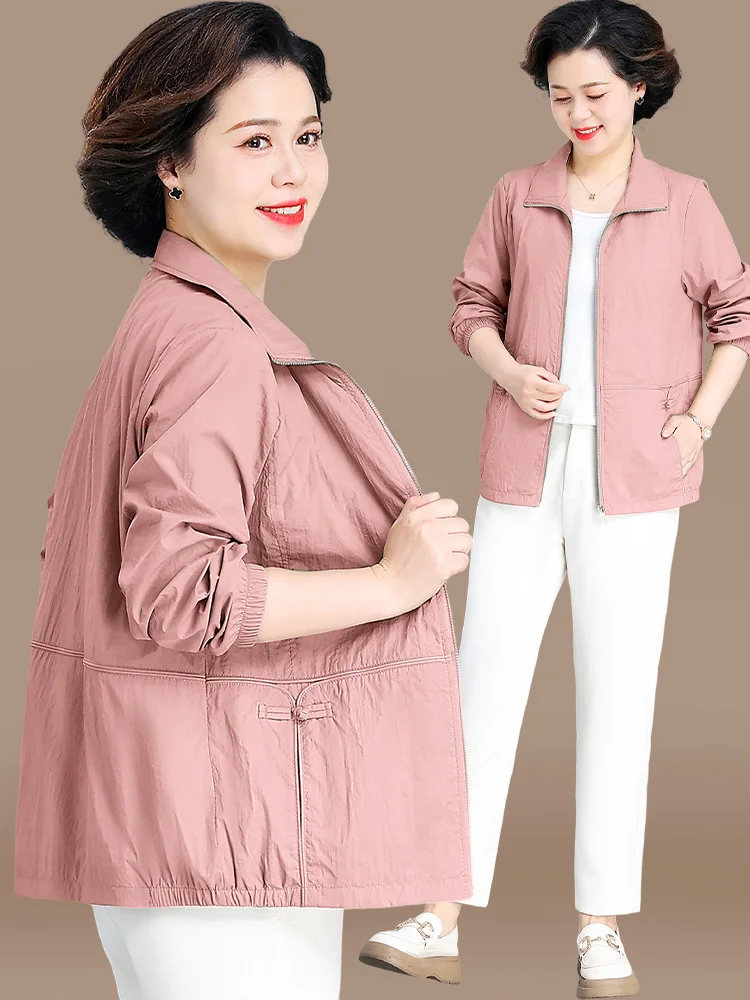 

Весенняя модная тонкая верхняя одежда для женщин, солнцезащитное пальто маленького размера для мам среднего возраста и летняя одежда в корейском стиле.