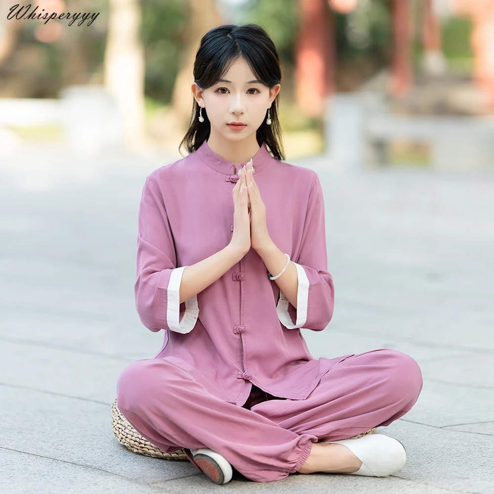 Kung Fu Costume Traditional Vintage Set Women Tai Chi Suit Chinese Style Training Suit Two-piece