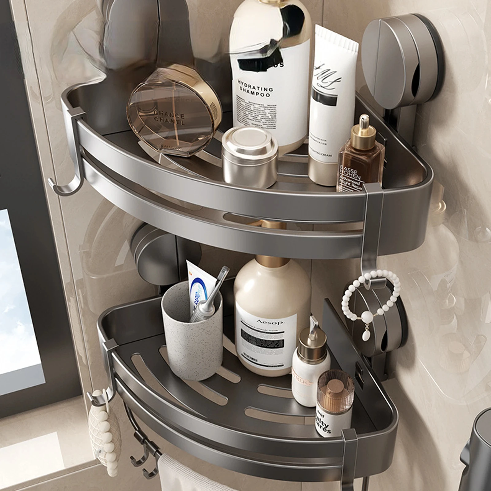 Regal für Dusche, Wandmontage, Shampoo-Flasche, Organizer, Dusch-Eckregal, Aufbewahrung, stanzfreies Badezimmer-Zubehör