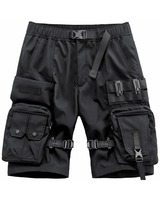 Men's Summer Workwear Shorts Multiple Pockets Functional Five Quarter Pants Sports Quick Drying Tactical Webbing Snap Buckle