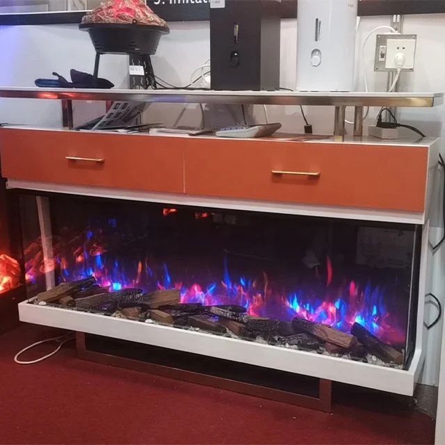 1500W Slimline Steel Electric Fireplace LCD Smart Remote Flame Heated Function for Personal Home Hotel Decor for Household Use