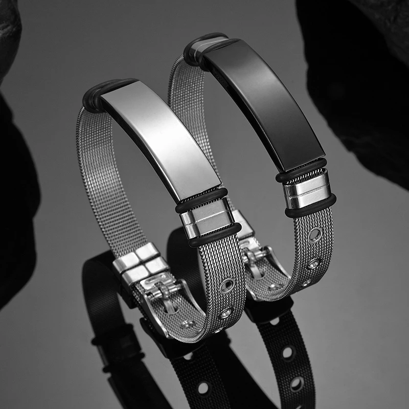 Nextvance Custom name Bracelet For Men Steel Adjusted Personalized Engraved Date for Couple Boy Unisex Cuff Bangle Jewelry Gift