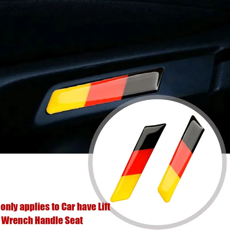 2Pcs Seat Lift Is Suitable For Volkswagen Golf5 6 MK5 MK6 GTI 3D German Flag Badge Lifting Wrench Handle Holder Car Accessories.