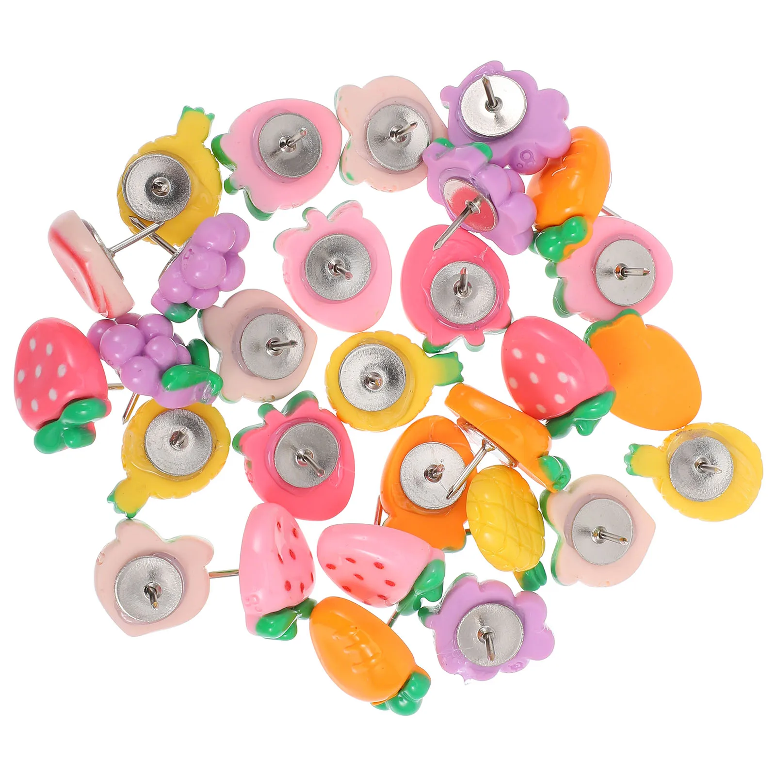 

30 Pcs Vegetables and Fruits Pushpin Cute Pins for Corkboard Bulletin Decorative Thumb Tacks Resin