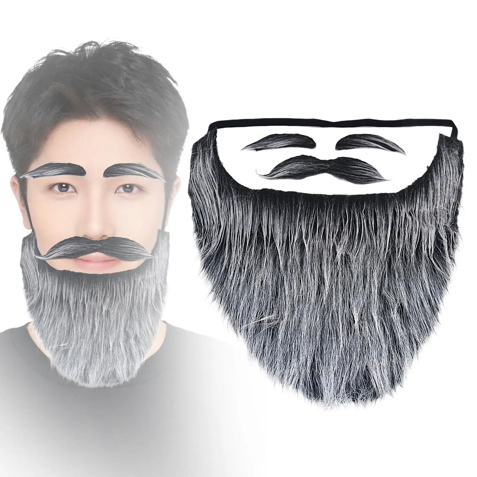 Santa Claus Beard Cosplay Costume Accessories Realistic Fake Moustache for Halloween Stage Performance Adults Carnival Festive
