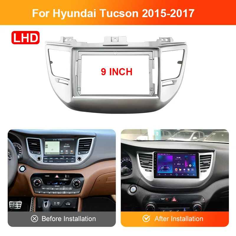 For HYUNDAI Tucson 2015~2017(9Inch)Car Radio Fascias Android Dash Mount Kit Auto Stereo Install Dash Panel