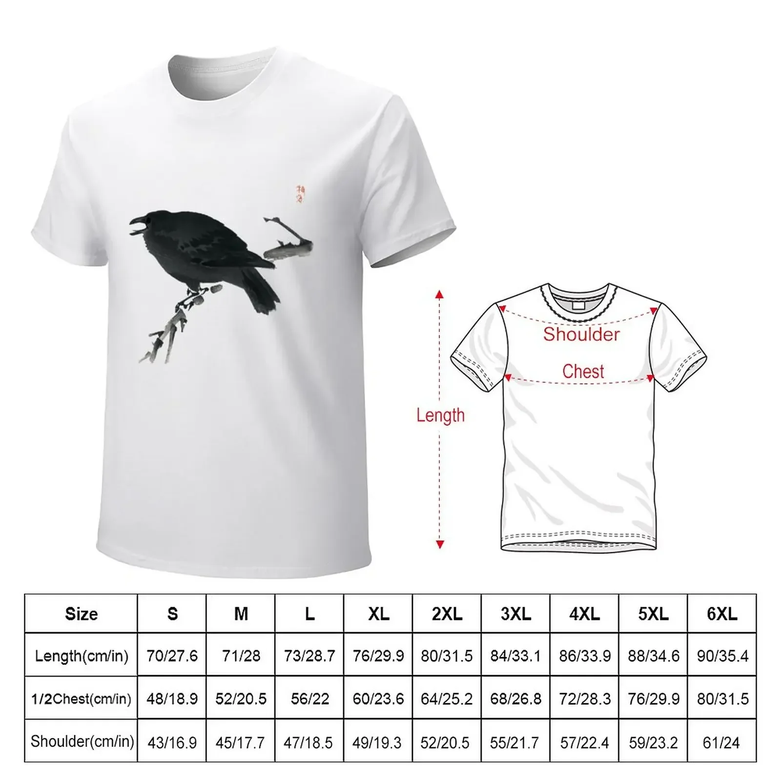 Crow par Kono Bairei, un art japonais imprimé, T-shirt Ukiyo-e, cochon sizeds Économie mode grands et grands pour hommes