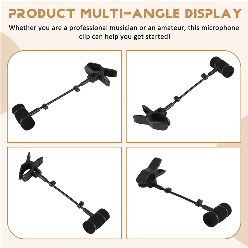 B72A 악기 콘덴서 마이크 클립 플루트 클라리넷 피콜로 오보에 범용 스탠드 브래킷 마이크 랙 마운트