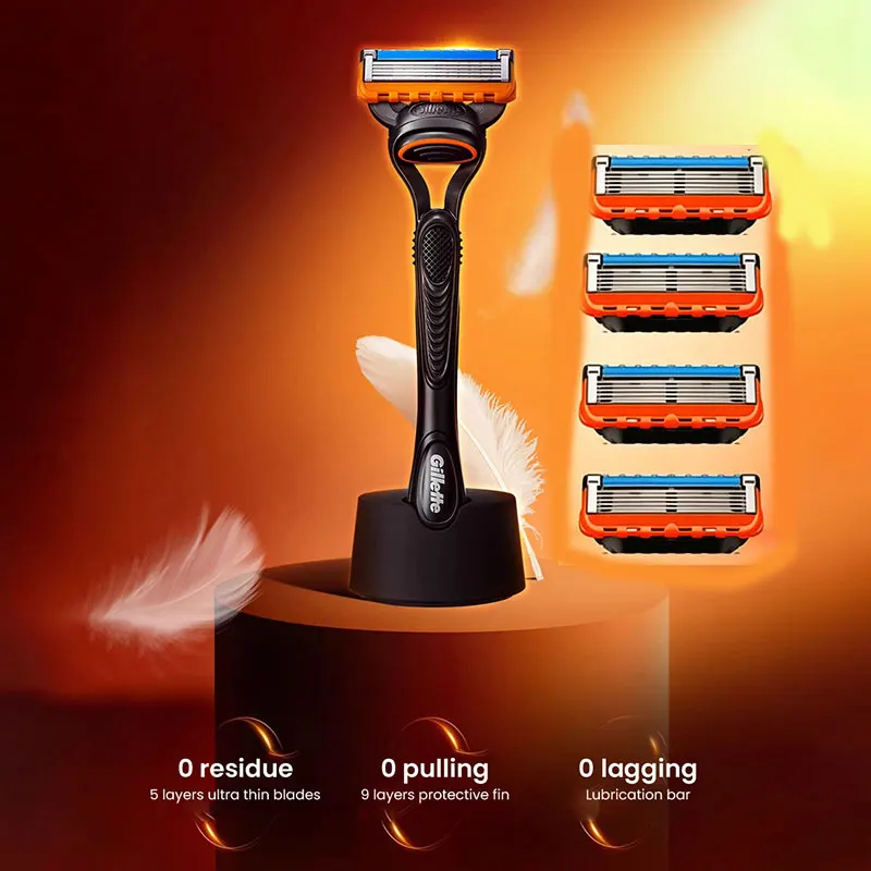 Gillette Fusion 5 Herren-Rasierer Manueller Sicherheitsrasierer mit Ersatzklingen 5-Klingen-System 1 Griff mit 5 Ersatzklingen