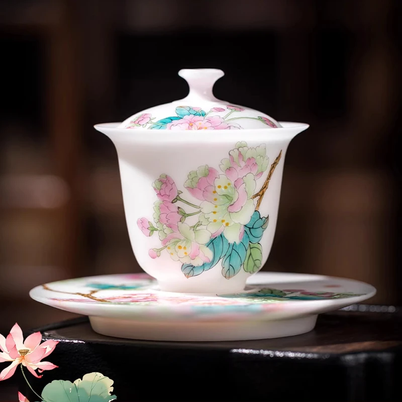 

Sancai cover bowl, single high-end tea set tea bowl