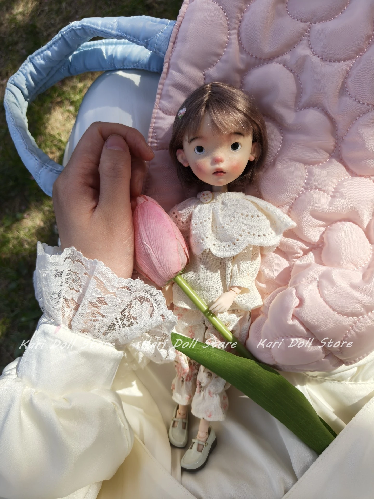 

2026 Kari Doll Clothes and skirts White top and pink peach blossom pants for Landazz Landoudou Landazz ob24 ob22 Doll
