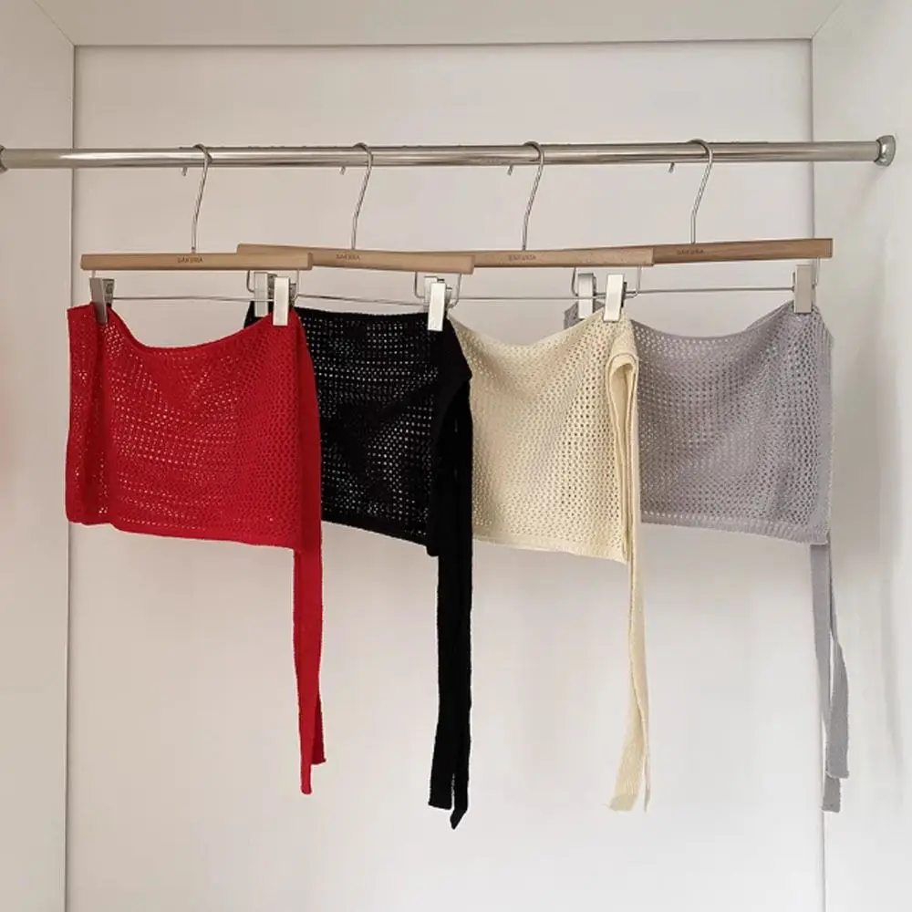

Polyester Hollow Knitted Skirt Y2K Streetwear Harajuku Butt Curtain High Waist See Through Short Skirt Dance Accessories
