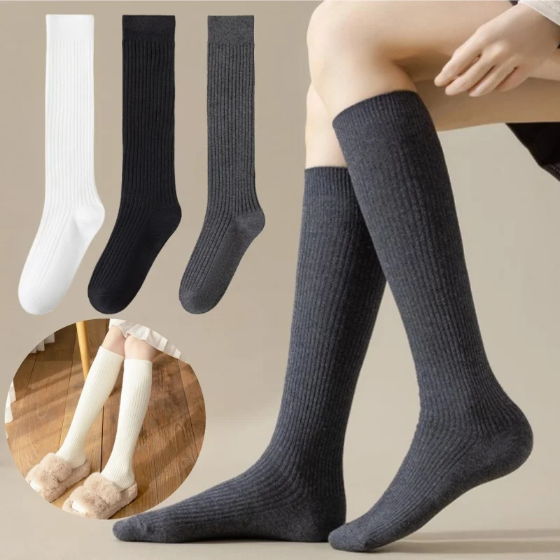 

Women Calf Socks Long Tube Sweat Absorbing Compression Socks Thick JK Antibacterial Cotton Socks Anti Odor Stockings