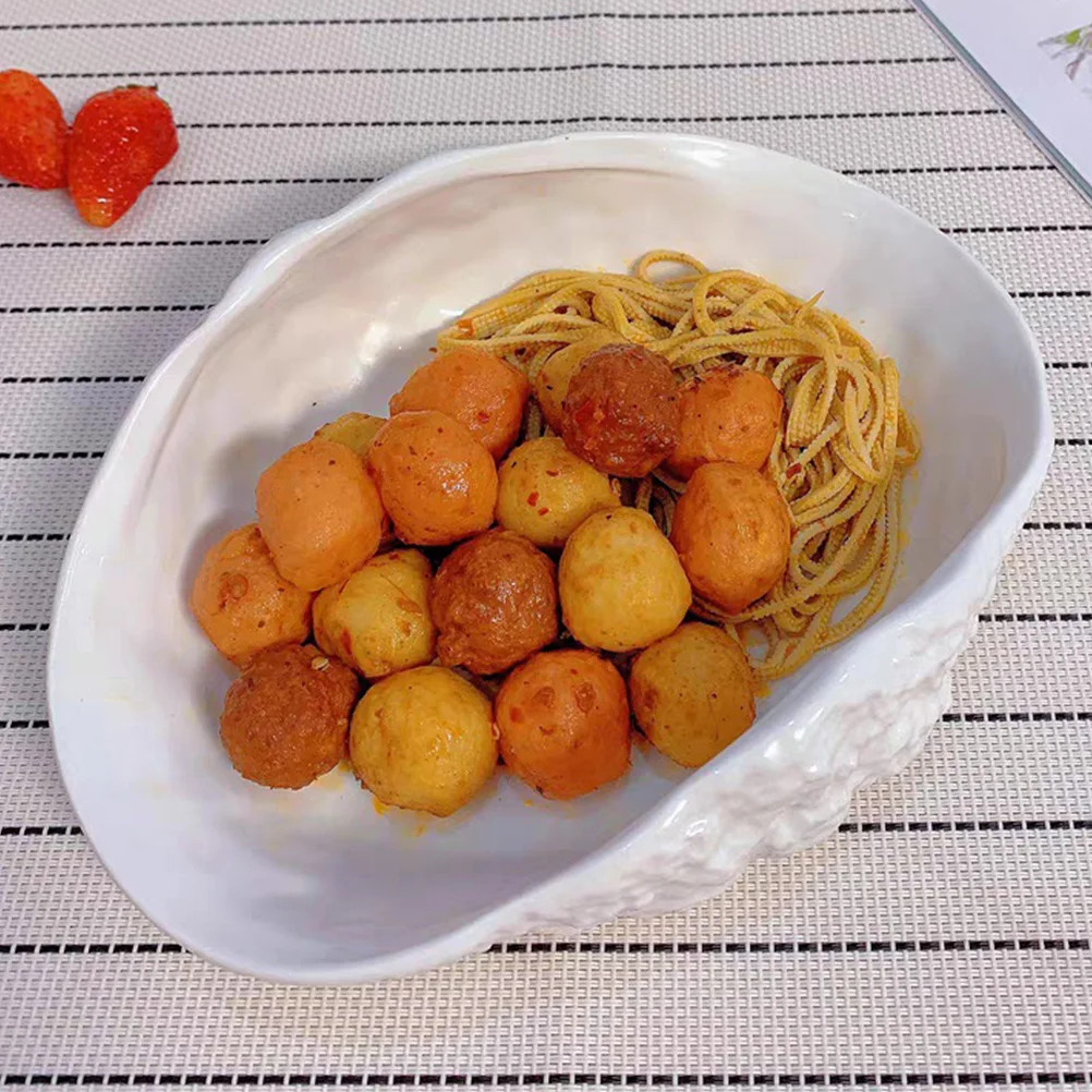 

Ceramic Plate Rock Texture Unique Shell Shape Multi Use Food Plate Salad Candy Nuts Fruits Serving Bowl