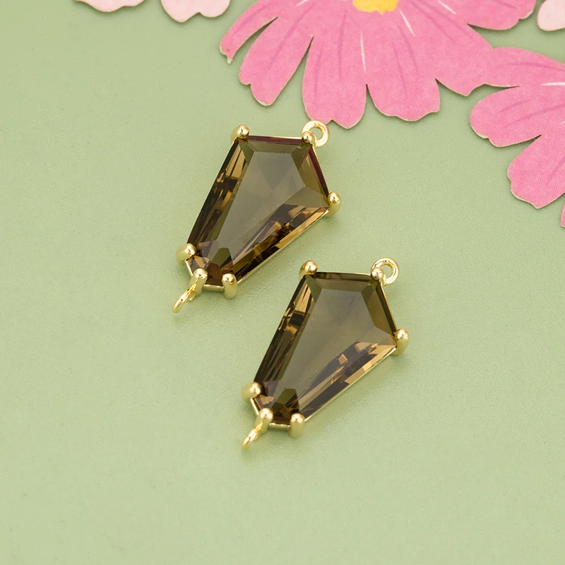 assoonas, 4 Stück/Set, MG85, Schmuckzubehör, 18k Gold rhodiniert, Kupfer, Anhänger, Glas, handgefertigt, Schmuckherstellung, DIY-Anhänger – Detail 9