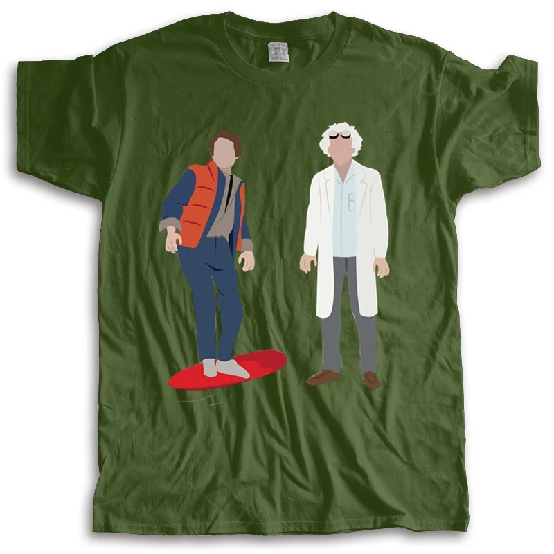 تي شيرت رجالي صيفي العودة إلى المستقبل فيلم فيلم الرجال تي شيرت جيجاوات ديلوريان bttf mcfly مارتي المهوس الطالب الذي يذاكر كثيرا طبيب emmett البني