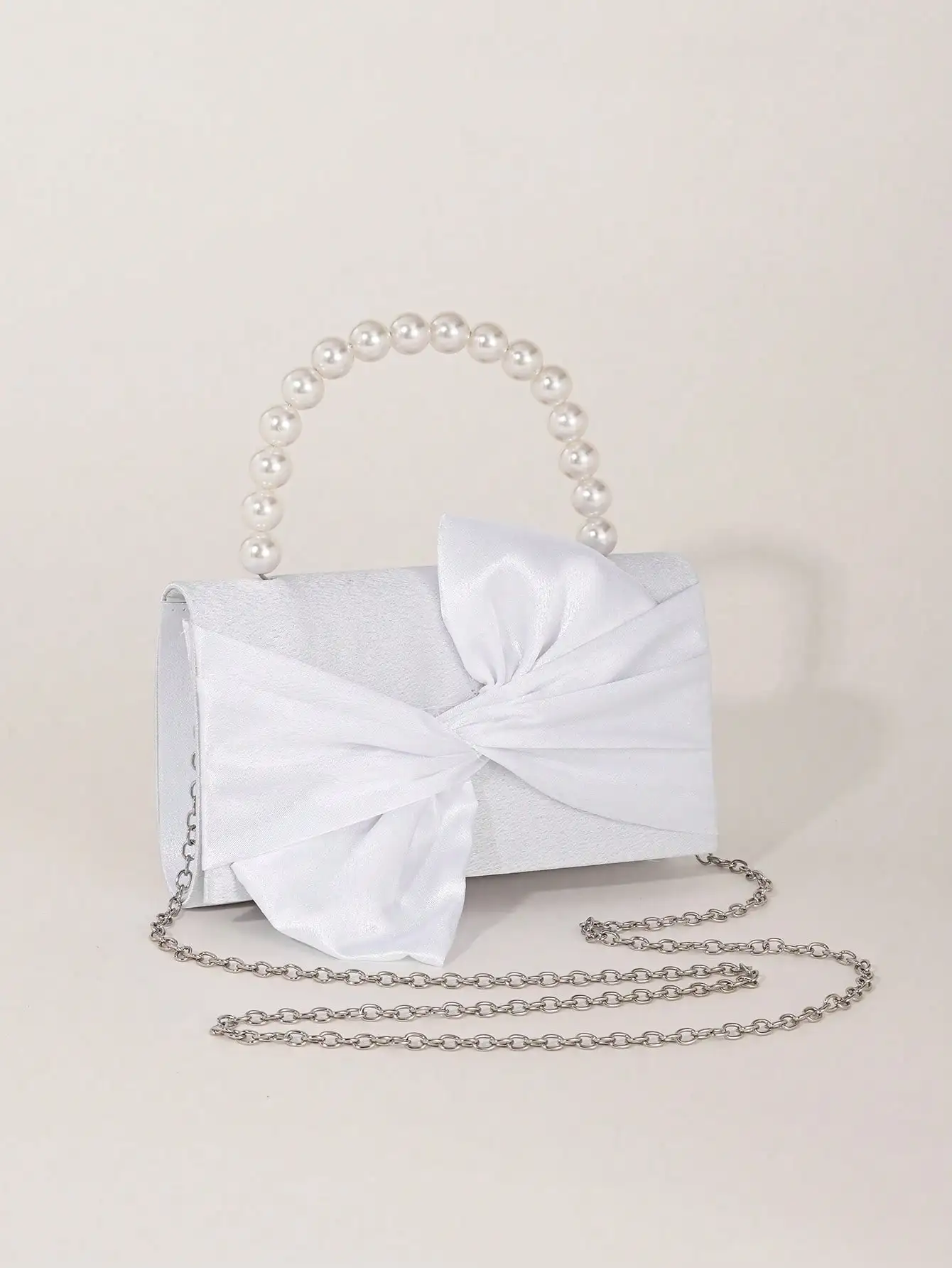 حقيبة سهرة نسائية أنيقة بفيونكة من اللؤلؤ الصناعي - محمولة باليد، مثالية لحفلات الزفاف/الحفلة الراقصة/الحفلات/المناسبات الرسمية #6