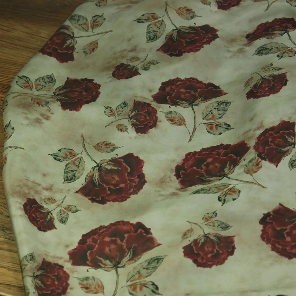 

Vana Home een Bot Large Flower Copper Ammonia Silk Printed Fabric f-length Dr Gown Clothing Material Single