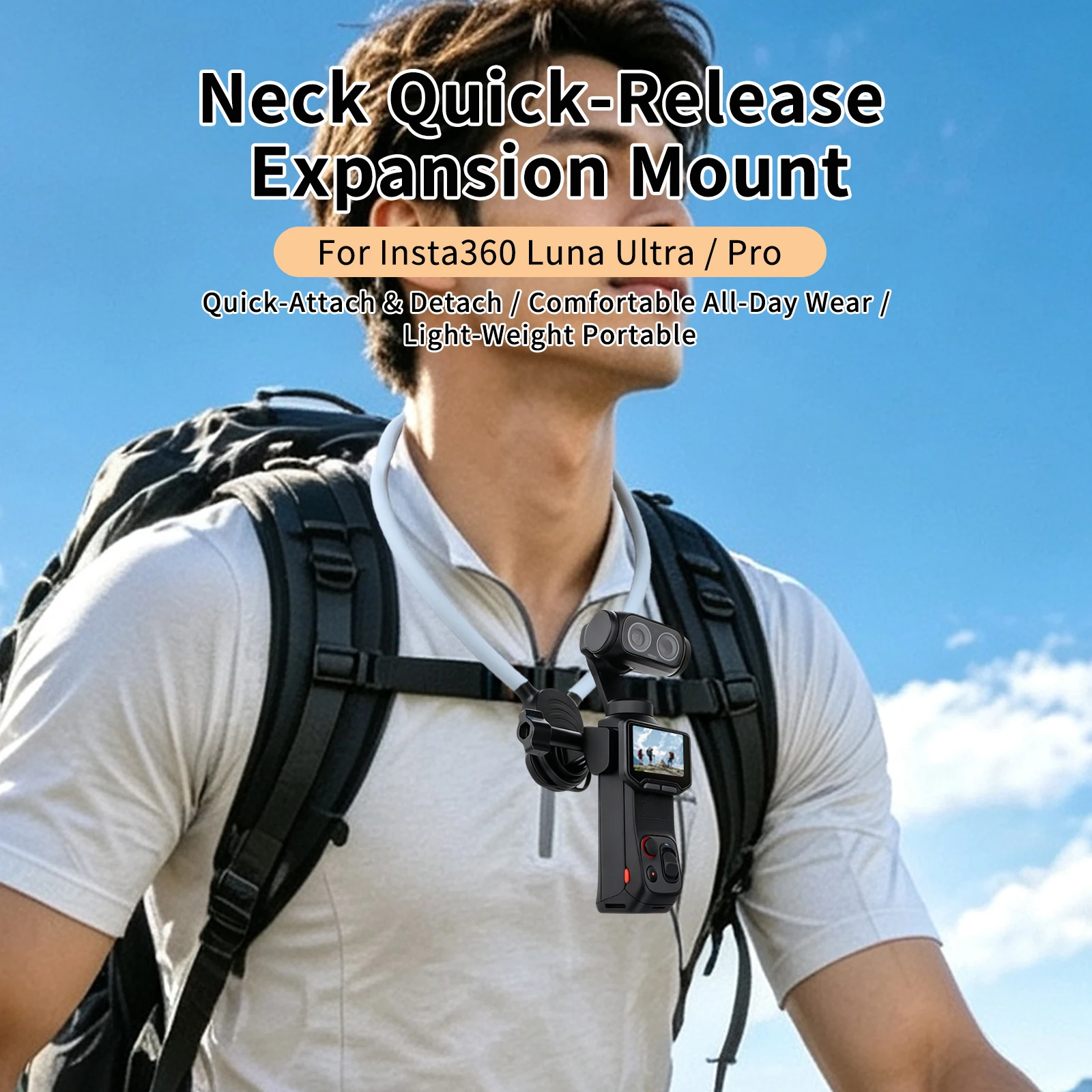 For Insta360 Luna Ultra/Pro Camera Silicone Neck-hanging Strap Mount Bracket First Angle Shooting Expansion Holder Accessories