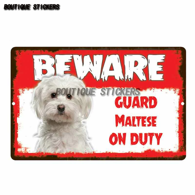 

Beware Guard Maltese on Duty Dog Car Stickers Cute Dogs Personality Stickers Car Motorcycle Surfboard Stickers