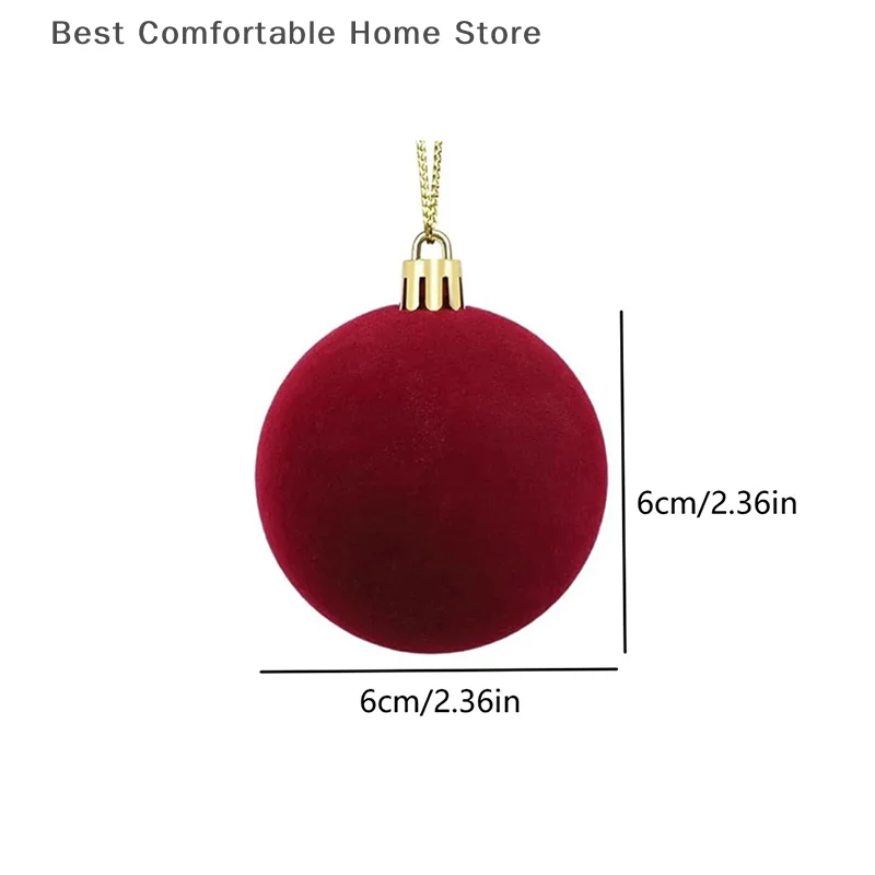 5/10pcs Velvet Christmas Ball Ornaments Red White Xmas Tree Hanging Pendants DIY Home Party Christmas Decoration New Year Gifts view 6