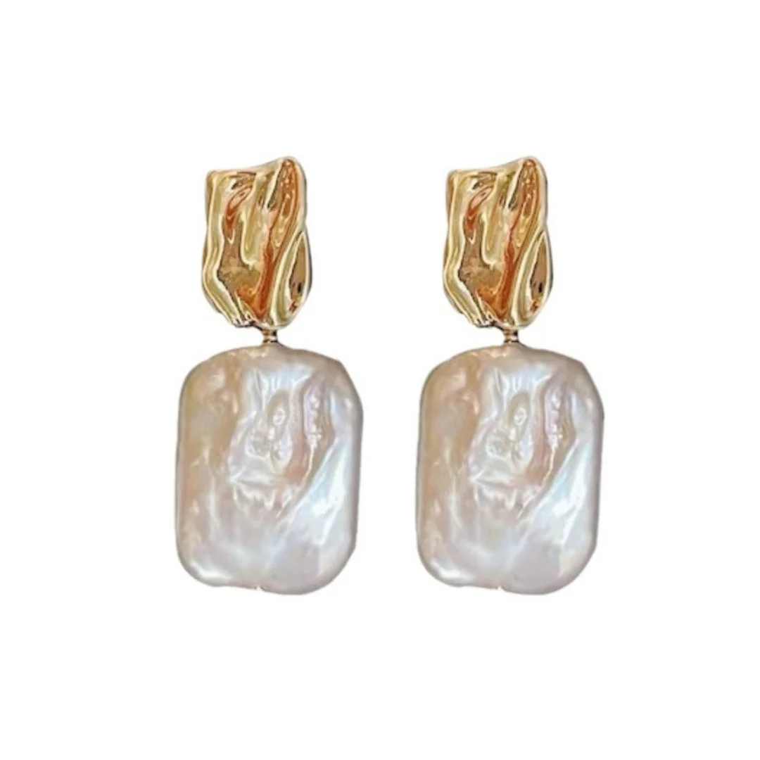 

DUTRIEUX Baroque Natural Freshwater Pearl Earrings 925 Sterling Silver Needle Ear Stud Women's Ear Jewelr Fashion Accessory Gift