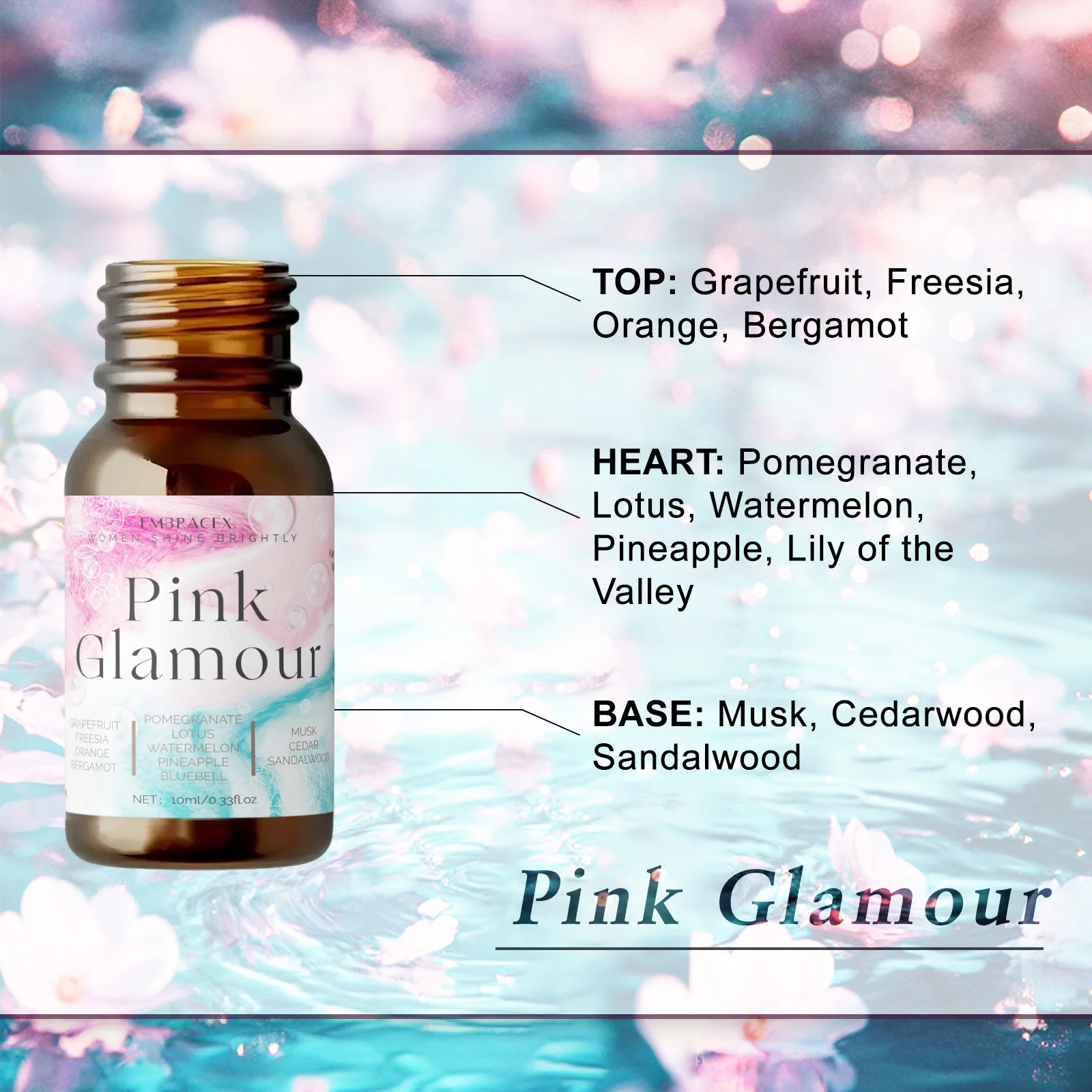 10ml Pink glamour Essential Oil Skincare Nail care Moisturizing Women Gift Long Lasting Fragrance Massage body oils