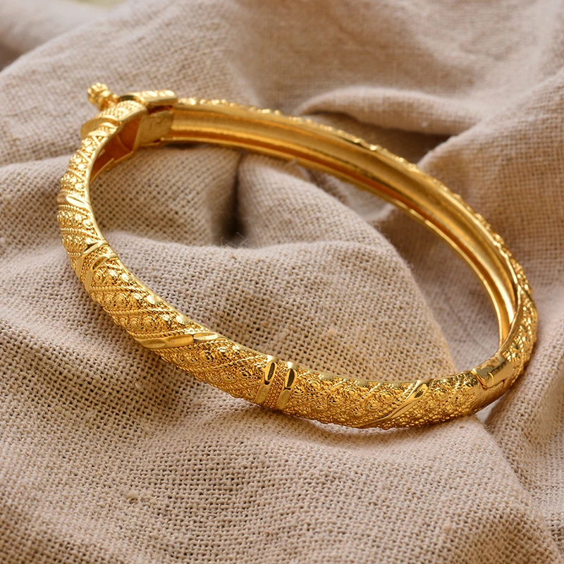 Luxury Vintage Gold Plated Bangles For Women Girls  Arabia Bridal Wedding Jewelry Gifts