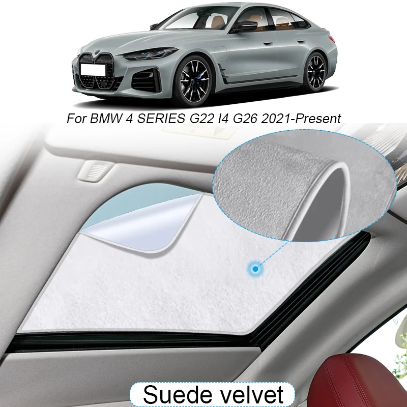 

Car Suede Fabric Electrostatic Adsorption Sunroof Sunshade For BMW 4 Series G22 I4 G26 2021-PresentHeat Insulation Skylight Auto