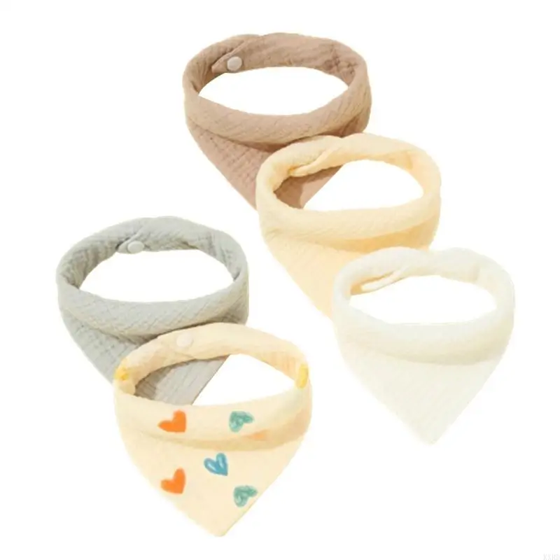 

Baby Bib Soft Breathable Drool Bib Cotton Burp Cloth Snap Bibs Infant Teething Bib Print Neck Scarf Nursing Supply 5PCS