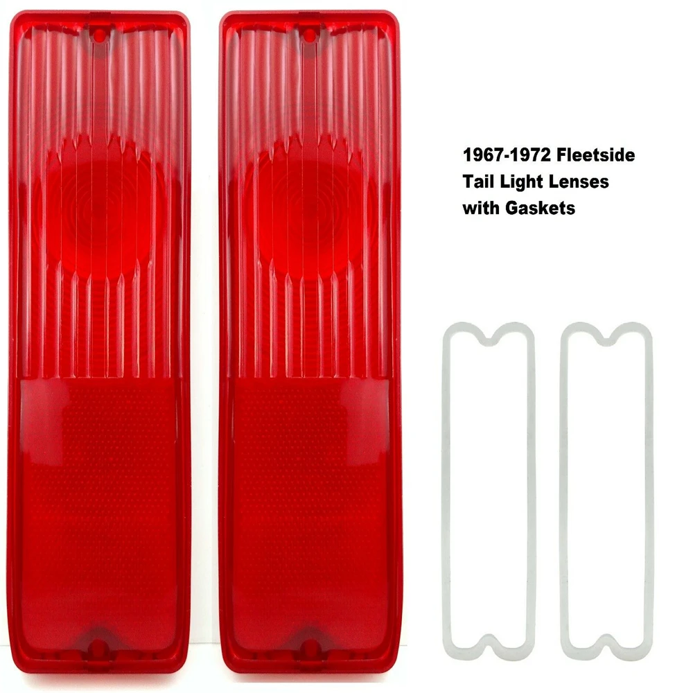 

1 Pair Tail Light Lamp Lenses with Gaskets 1967-1972 For Chevy / GMC Pickup Truck Smoky Black/Red Lens
