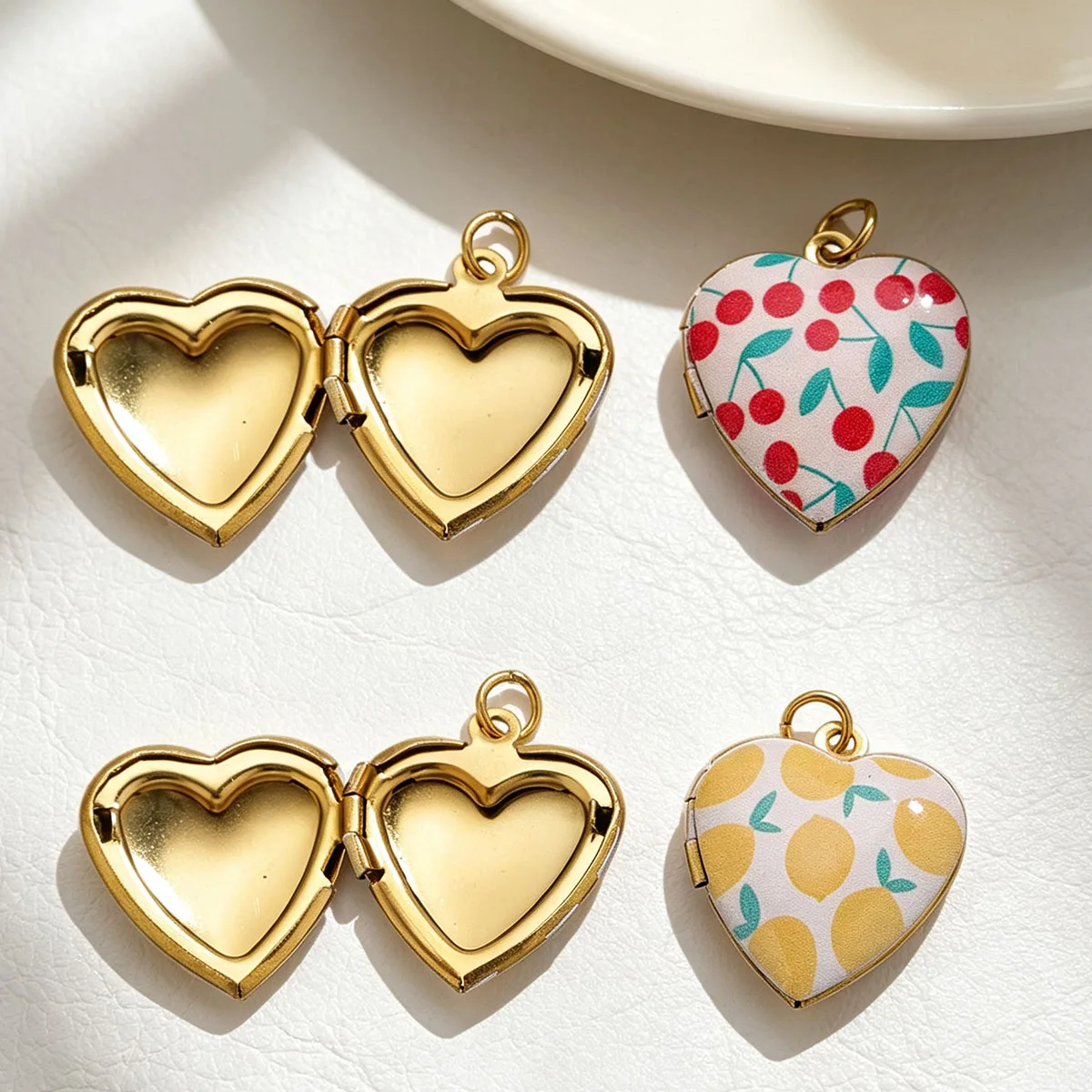 2pcs Heart Locket Pendant Stainless Steel Charm For DIY Photo Frame Keychain Necklace Jewelry Making  Family Memories Gift Bulk