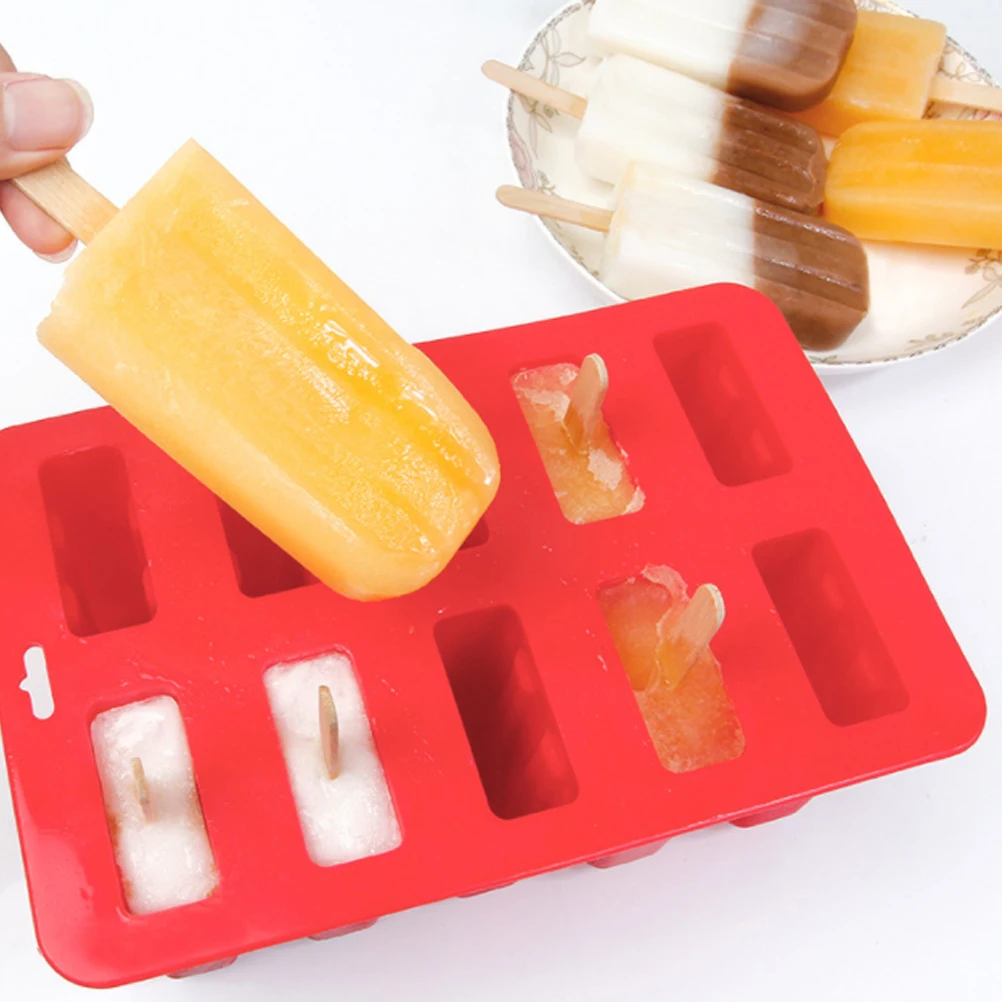 

Popsicle Mold Silicone Ice Cream Maker Home Kitchen Tool Reusable Non-Stick Red Fun Shape Easy Clean For