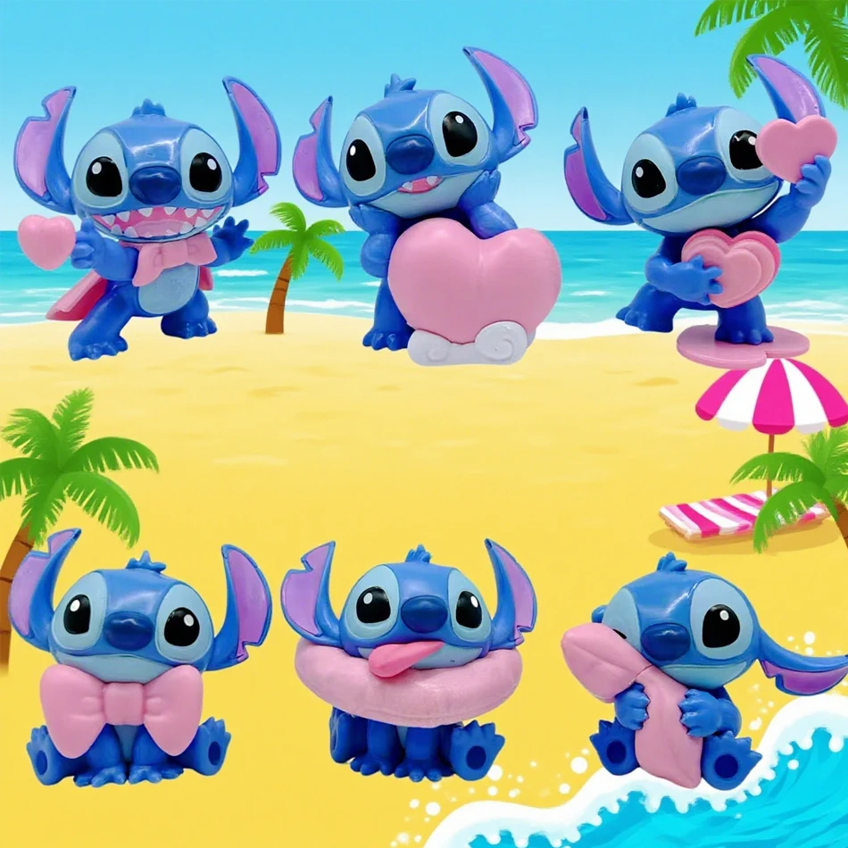 

Disney Stitch Sweet Pink Series Blind Box Cute Stitch Фигурка Флокированная кукла Mystery Box Сюрприз Коллекционная игрушка Подарок для девочки