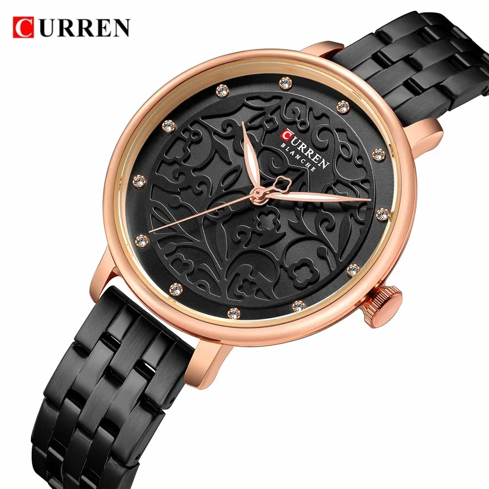 

Новинка! Женские кварцевые часы CURREN 9046, черные, деловые, люксовые, наручные, для женщин и девушек.