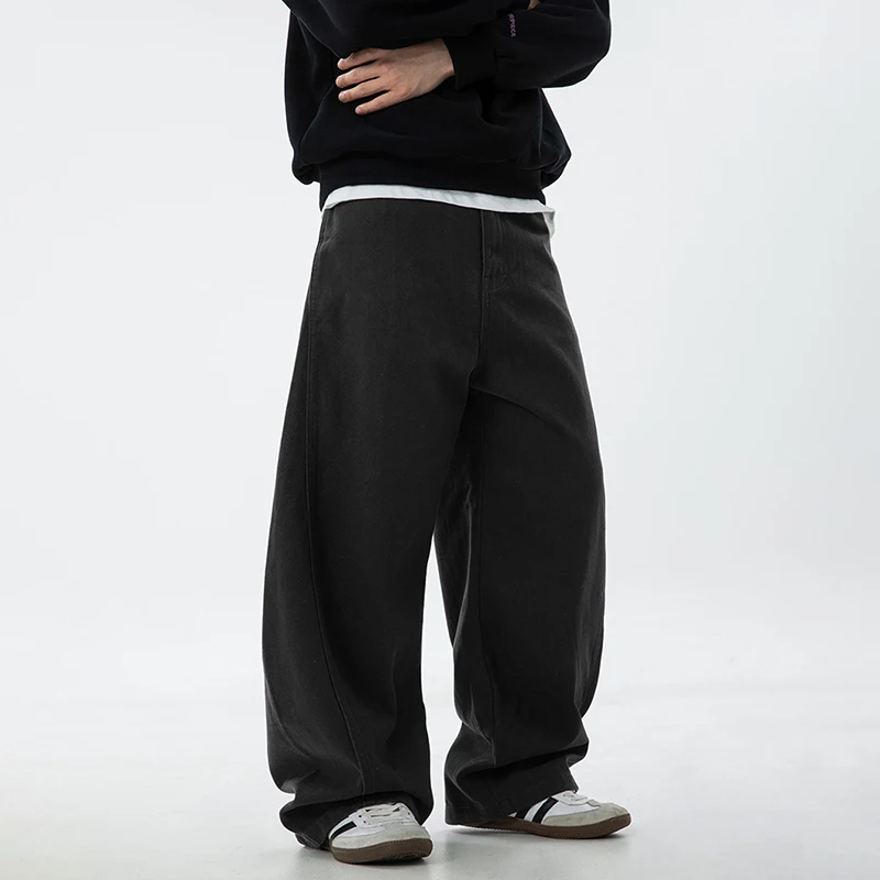 TFETTERS Fashion High Street Style Men 100% Cotton Pant 2025 Spring Autumn Wide-leg Pants Men Cotton Elastic Waist Trouser Man
