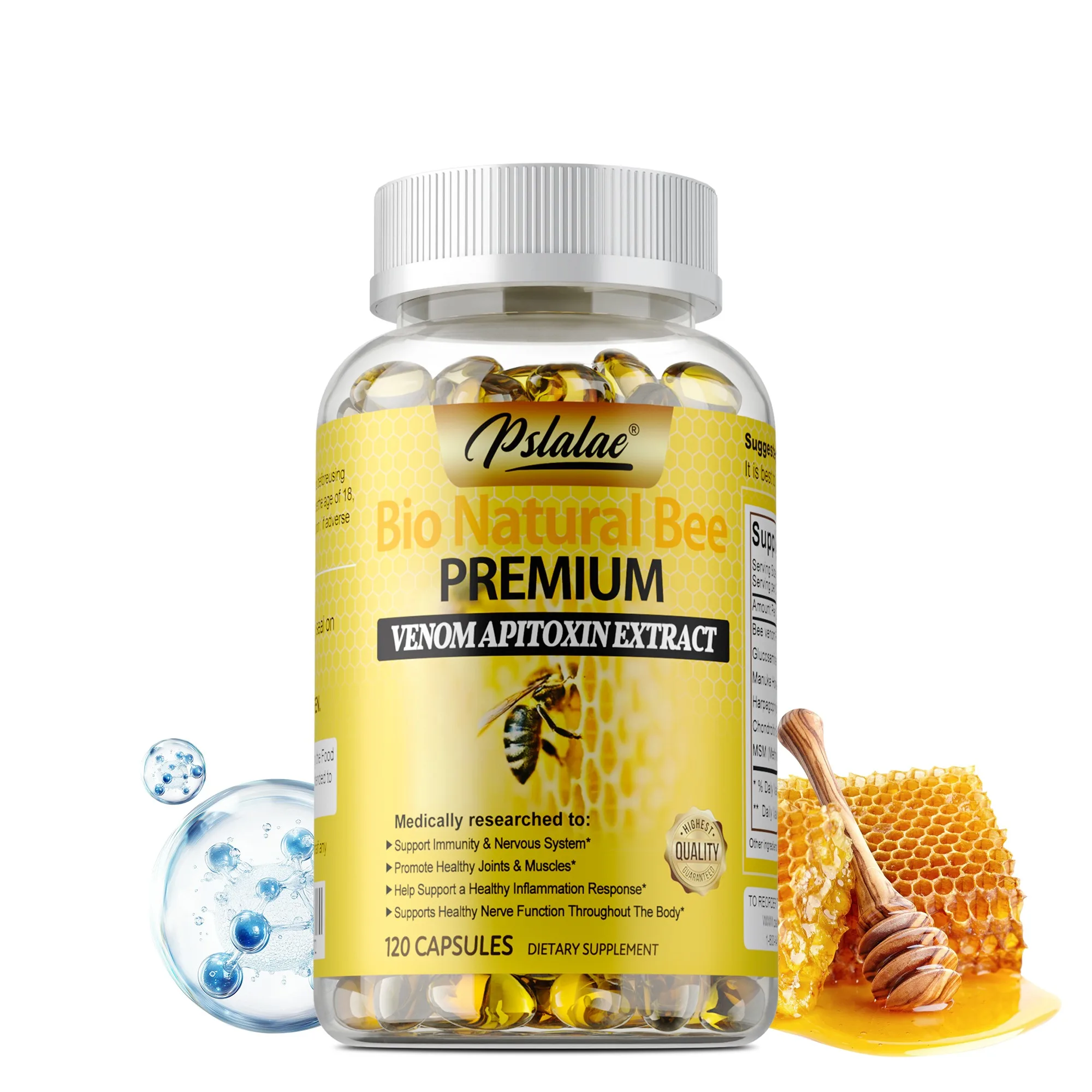 Natural Bee Capsules - Nutrient Absorption, Anti-oxidation, Relieves Joint Pain and Stiffness, Promotes Skin and Bone Health