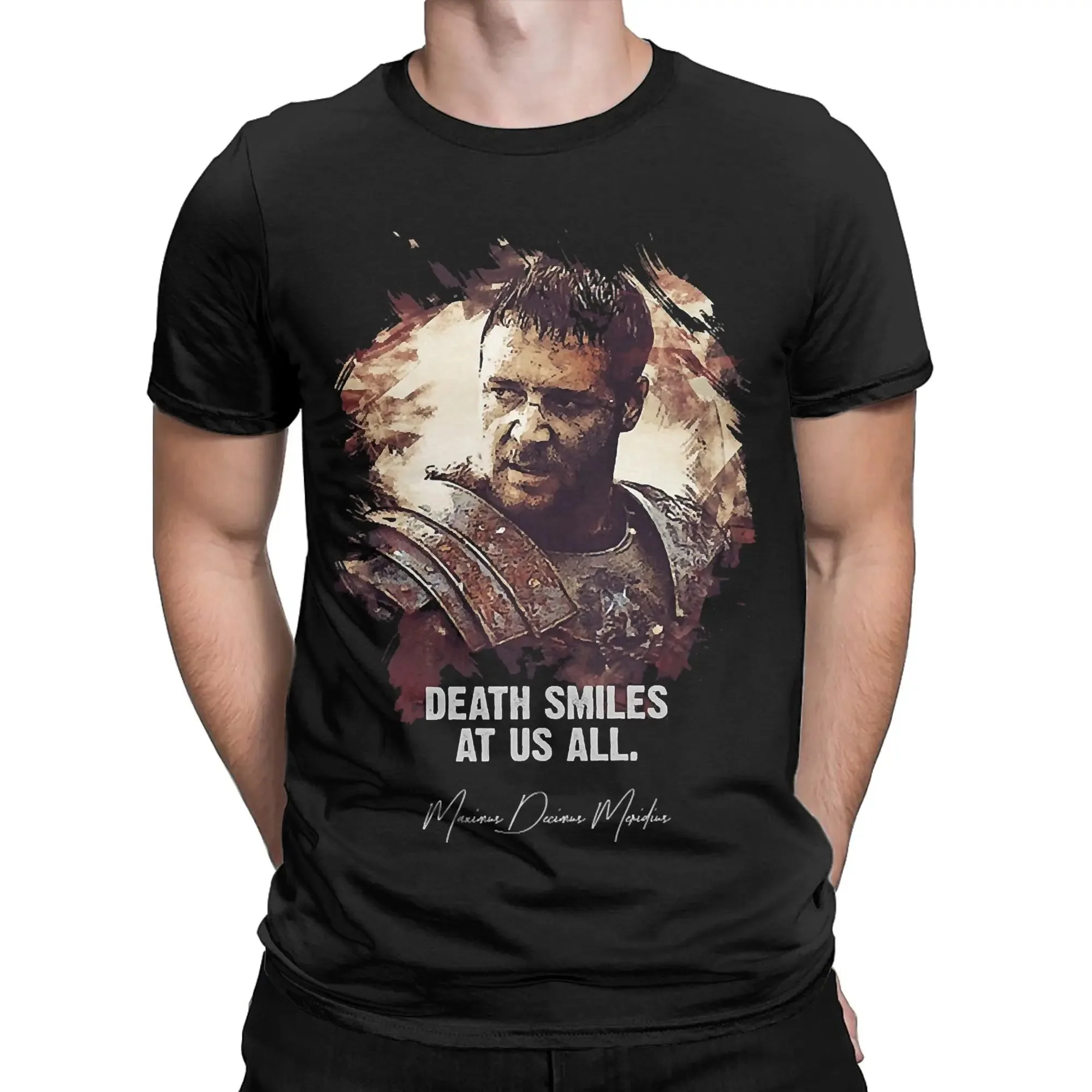 2026 Camisetas de gladiador de moda Death Smiles At Us para hombres y mujeres, camisetas creativas con estampado 3D, ropa en tallas grandes