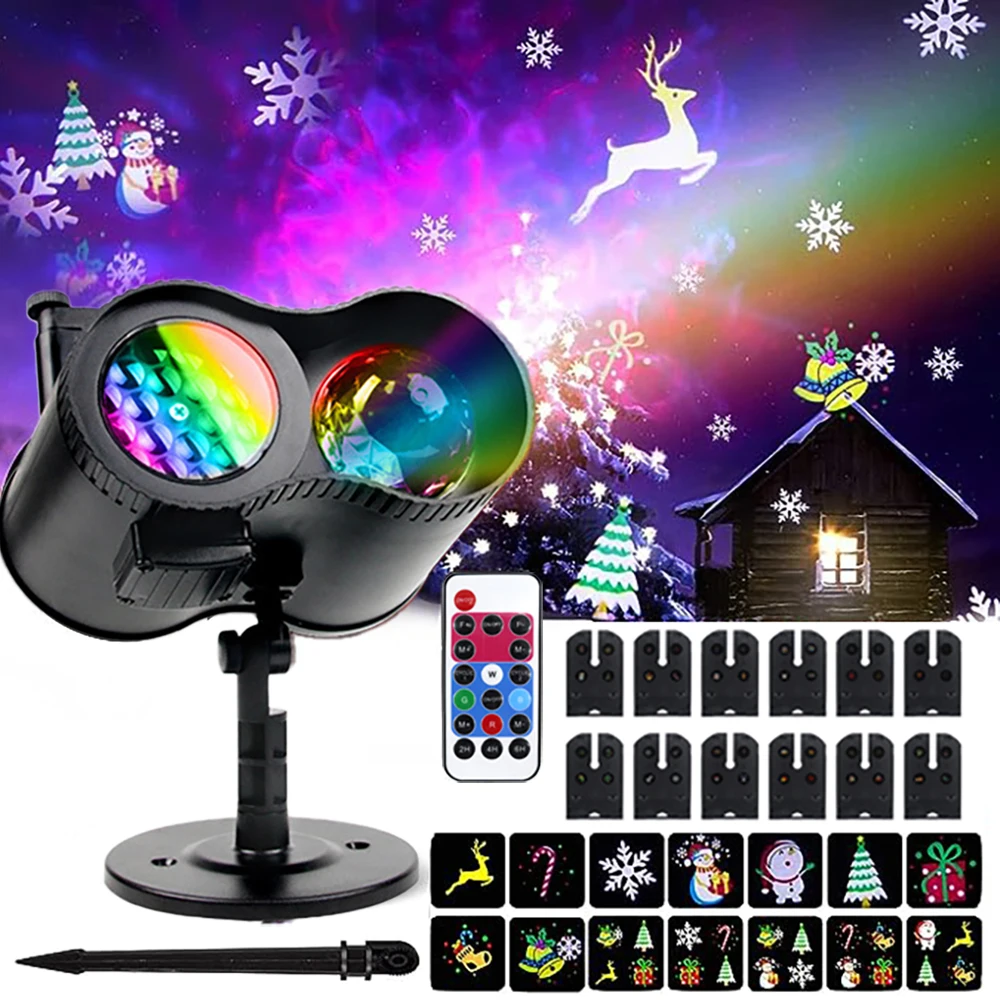 12 Pattern Card Exchange Christmas Halloween LED Projection Light DJ Club Party Stage Light Outdoor Snowflake Decorative Light