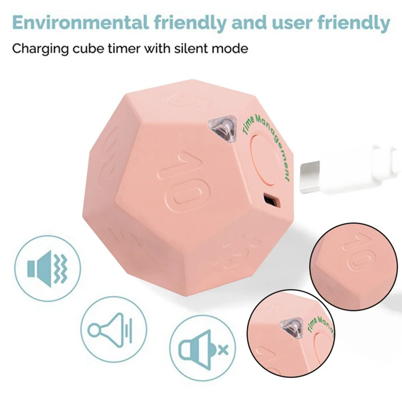 ZIZI Mini Timer Ruota Dodecagon Ricaricabile Timer Suono Vibrazione Luce Allarme Flip Timer Conto Alla Rovescia Per Timemanager