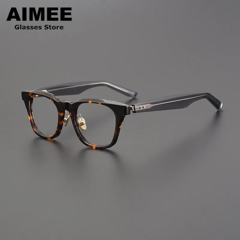 Japanese Handmade Glasses Frame Classic Square Acetate Eyeglasses High Quality Men Women Independent Nose Pad Optical Eyewear