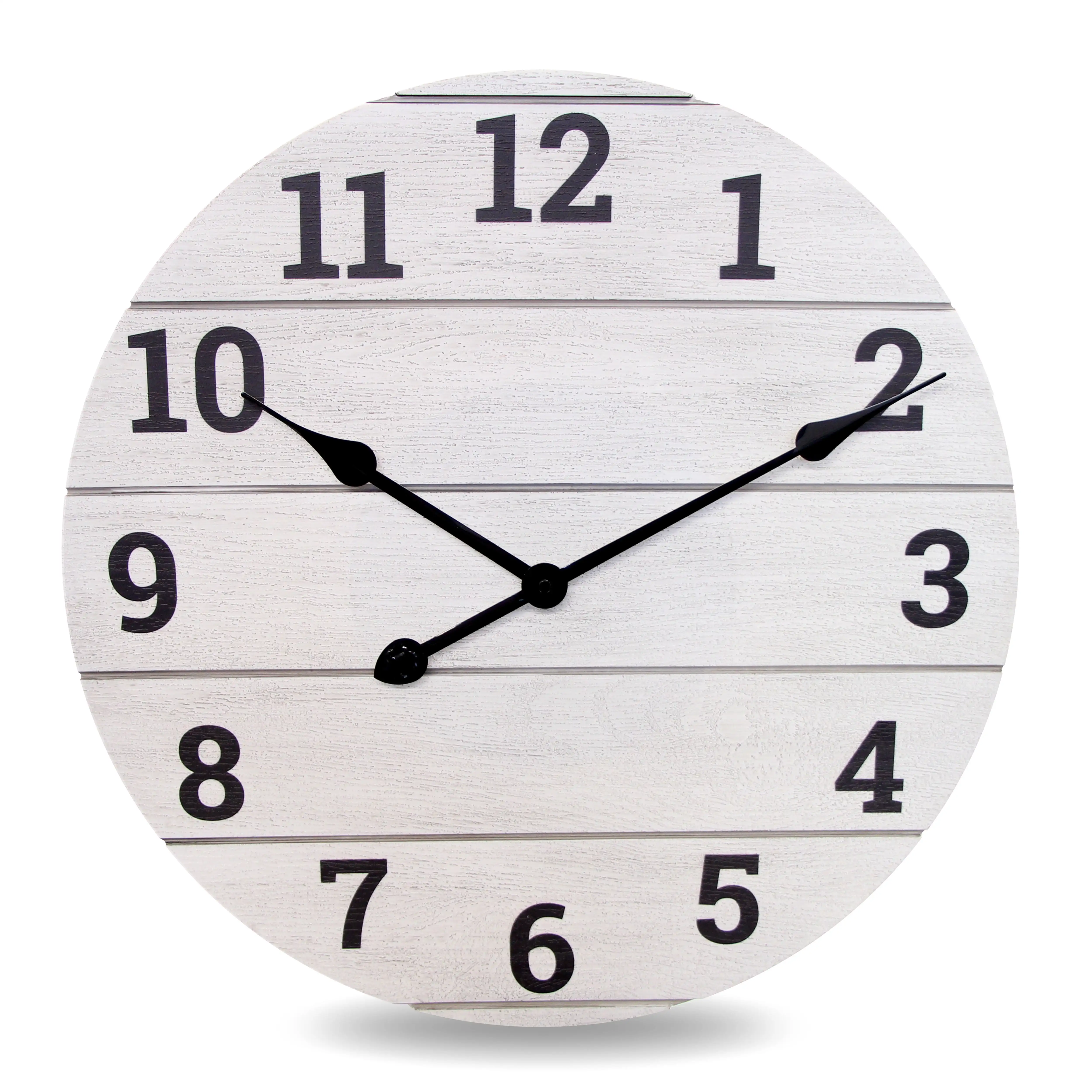 

Whitewashed Wood Plank 20" Analog Wall Clock Quality Quartz Movement Ensures Accurate Timekeeping Simple Classic