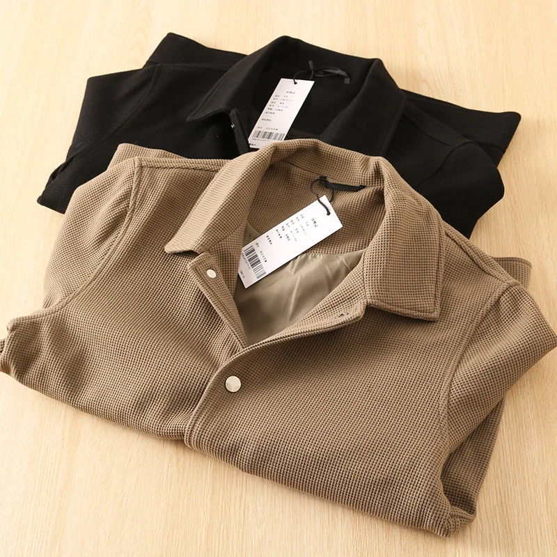 

Spring Sle Men's Collared Jaet Knitted Wfle Pattern High ammage Resembling Thousand Level Formidable And Sli