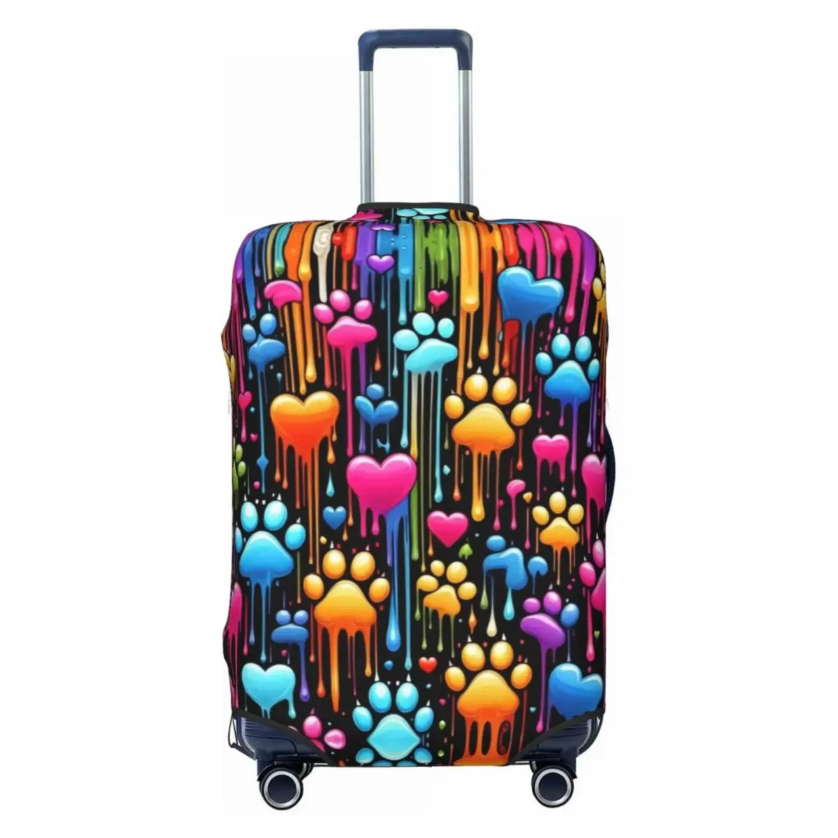 

Custom Rainbow Dog Paw Heart Pattern Luggage Cover Protector Elastic Travel Suitcase Covers