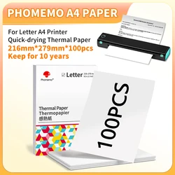 Phomemo-US Carta Dobrável Papel Térmico, Papel Contínuo, Compatível com HPRT MT800, Tamanho da Impressora MT800Q 8.5 